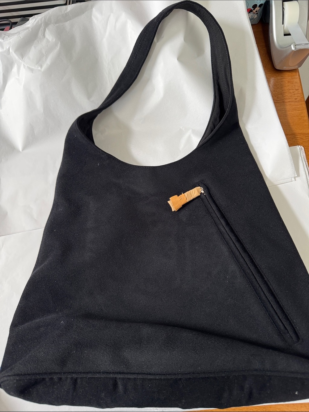 New Ferragamo Vegan Suede Like  Black Shoulder Bag